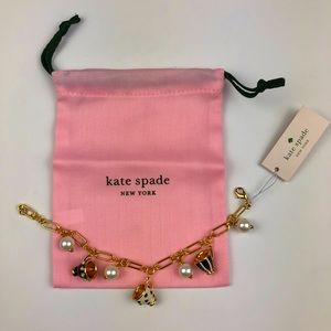 Kate Spade Alice in Wonderland Tea Time Teacup Charm Bracelet Neutral Multi